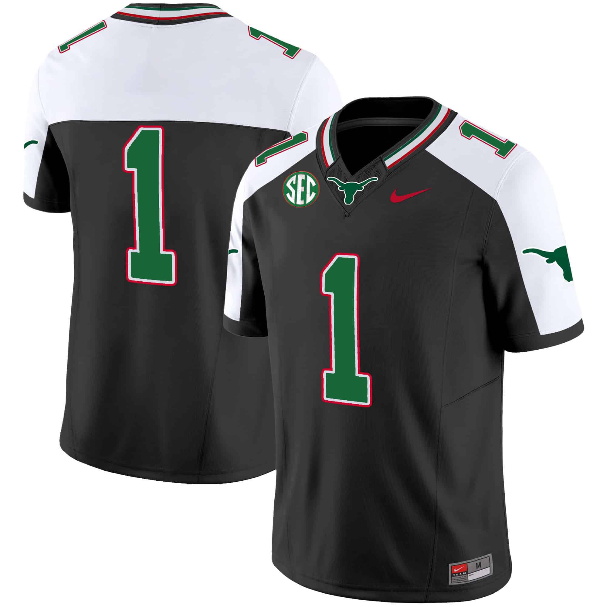 Men Texas Longhorns #1 No Name Black 2024 Nike Mexico SEC Patch Vapor NCAA Jersey style 1->indianapolis colts->NFL Jersey